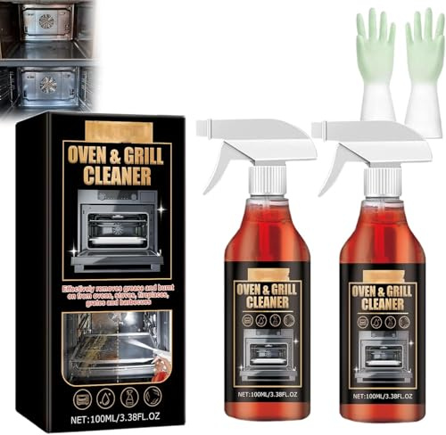 Nettoyant puissant,Oven Cleaner,Décapant four pour les résidus alimentaires et les graisses brûlées,Spray nettoyant professionnel à action rapide pour four, barbecue, grills et grills (2PC)