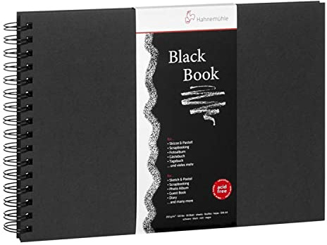 Hahnemühle Black Book, spiralisiert, DIN A5 Querformat, 250g/m², 30 Blatt