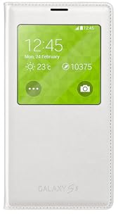 Samsung S-View - Funda para móvil Galaxy S5 (Inteligente, permite controlar funciones como la cámara, las notificaciones o las llamadas entrantes, impermeable), blanco