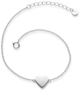 Glanzstücke München Damen-Armband Herz 925/- Sterling Silber 17 + 3 cm | Silberarmband,Herzanhänger,Silberkettchen,Herzschmuck,Armkettchen,Frauen,Teenager,Mädchen,Motiv,