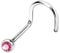 beyoutifulthings Nasenring Nasen-Ring Nasen-Stecker Press Fit Spirale Chirurgenstahl Silber Pink Stab 1/8mm Stein 2,5mm