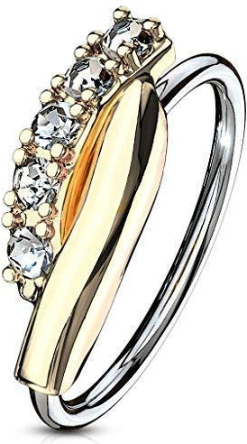 Tapsi´s Coolbodyart® Nasenpiercing Nose Hoop Ring Chirurgenstahl 316L Gold Zirkonia Reihe Klar
