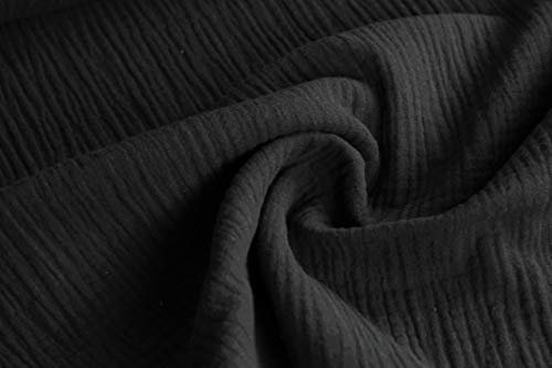 Baumwolle Musselin/Double Gauze Sabbertuch/Spucktuch Uni divers. Farben - 0,5 Meter - 130 cm Breit (069 Schwarz)