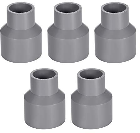 sourcing map Réducteur de Tuyau PVC DWV Hub 40 Gris 25mm x 40mm Douille 5Pcs