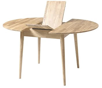 Nordic Story Esstisch Scandi 3 (rund, ausziehbar) • Tisch für Küche, Esszimmer & Wohnzimmer • Massivholz (Eiche) • Eiche Natur • Runder Holztisch (100-130 x 100 x 75 cm)