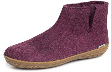 GLERUPS Damen und Herren Indoor und Outdoor Hausschuhe mit Gummisohle (Cranberry) | Bequeme Slipper-Stiefel für Damen und Herren | Kuschelige Herren und Damen Stiefelpantoffeln