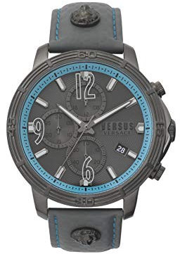 Versus Versace Mens Analog Quarz Uhr mit Leather Armband VSPHJ0420