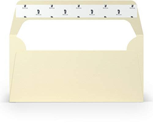 PAPERADO 50 Briefumschläge DIN lang/DL Haftklebung mit Seidenfutter - Chamois gerippt Creme Beige - 100 g/m² Kuvert ohne Fenster 22 x 11 cm - Umschläge mit Haftklebung breite Klappe