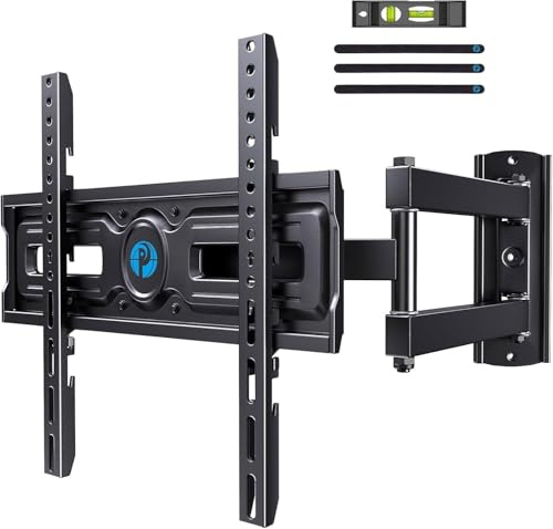 Pipishell Soporte de pared para TV de movimiento completo para televisores de 26 a 65 pulgadas de hasta 75 libras, soporte de pared de esquina ajustable en altura con brazo articulado, inclinación de