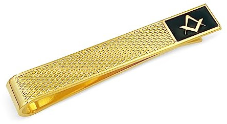 THE MASONIC COLLECTION Freimaurer Krawattennadel in Schwarz und Gold mit Diamantschliff-Muster, quadratisch & Kompass mit schwarzer Emaille, Geschenk für Männer, Einheitsgröße, Emaille, Kein Edelstein