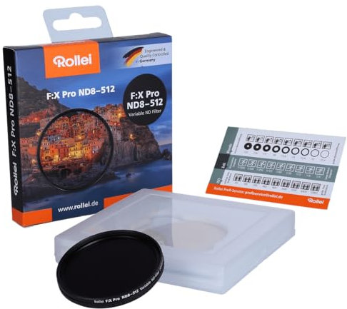 Rollei Variabler F:X Pro ND8 bis ND512 Rundfilter, aus Gorilla ® Glas mit 3-9 Blendenstufen Verdunkelung, Size:62 mm