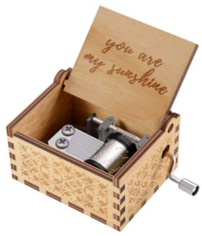 Hölzerne Handkurbel Spieluhren,You Are My Sunshine Handkurbel Spieluhren Antike Geschnitzte Musik Box Holz für Geburtstags Valentinstag Weihnachten Geschenk