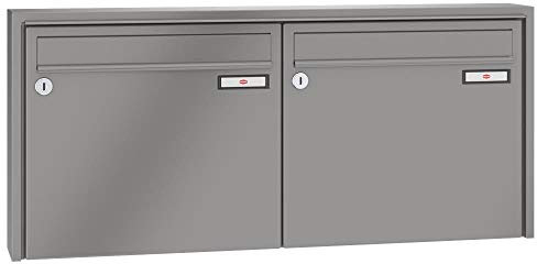 RENZ/Quadra / 2er Aufputz-Briefkastenanlage Wand-Briefkasten/RAL-Farbe 9007 Volumen 12 L/Dein-Briefkasten.de