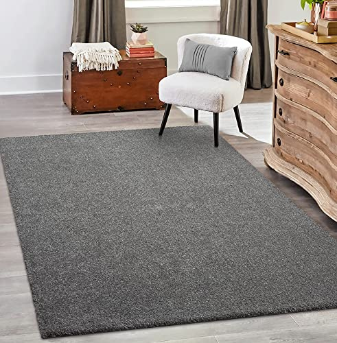 the carpet Grande Moderner Flauschiger Dichter Kurzflor Wohnzimmer Teppich, Supersoft Feeling, Elegant und Pflegeleicht, Grau, 80 x 150 cm