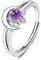 Amethyst Ring 925 Sterling Silber Mond und Stern Ring Verstellbarer Offener Ring Amethyst Ring Weihnachts Geschenk für Damen/Mädchen/Mutter/Tochter