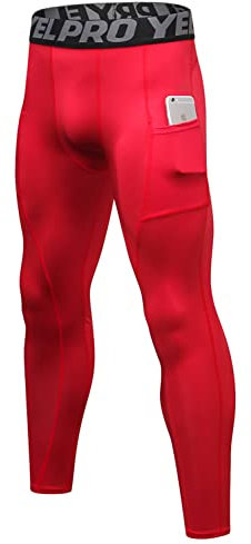 SPVISE Herren-Kompressionshose, kühl, trocken, athletische Leggings, Workout, Laufen, Strumpfhose, Aktiv-Spandex, Sport-Basisschicht, Yogahose, A# Rot, Mittel