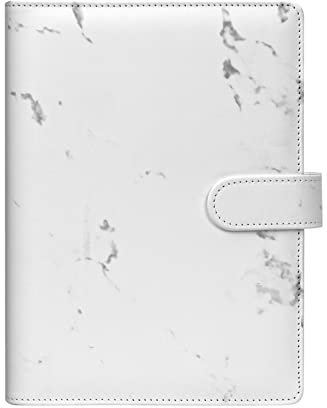 Skycase A5 Ringbuch aus PU-Leder, 6-Ring-Ordner, Loseblatt-Notizbuch, Planer-Organizer mit Füllpapier, Marmor – für Büro, Schule, Studium, Tagebuch, Portfolio