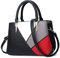 FORRICA Handtasche Damen 4 Farbige Nähte Mode Umhängetasche Groß Frauen Henkeltaschen PU Leder Elegant Schultertaschen Schwarz