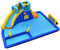 DREAMADE Castello Gonfiabile con Piscina con 2 Cannoni ad Acqua, Scivolo, Parete da Arrampicata, Porta da Calcio, Canestro, Pallacanestro e Calcio, 526x373x205 cm (senza Ventilatore)