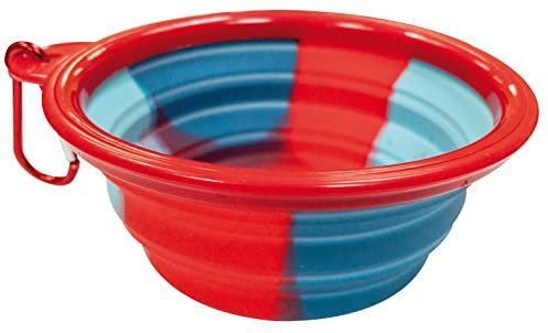 Croci Gamelle Pliable en Silicone pour Chien | Gamelle de Voyage pour Chien avec Mousqueton | Fantaisie : Marine | Format : 350 ml