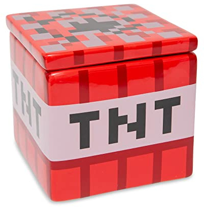 Minecraft TNT Block Ceramic Cookie Jar Container | 6 Inches Tall