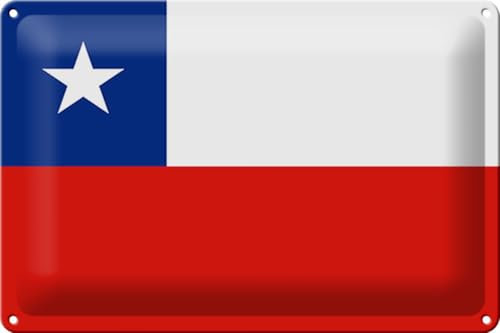 Blechschild 20x30cm gewölbt Chiles Flag of Chile Deko Geschenk Schild