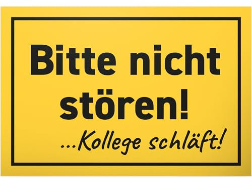 DankeDir! Bitte nicht stören Kollege schläft - Schild 30 x 20 cm - Geschenkidee Büro Geschenk Partydeko Party Kollegen Deko - Geburtstagsgeschenk Türschild lustiger Spruch Spruchschild