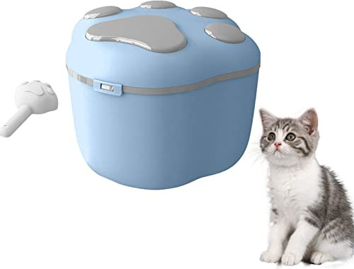 GAVALE Conteneurs de Stockage d'aliments pour Animaux de Compagnie, boîte de Stockage de déshydratant intégrée pour friandises pour Animaux de Compagnie de Grande capacité, pour Chien, Chat,Bleu