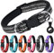 AUAUY Reflektierend Halsband Hund, Verstellbares Atmungsaktives Hundehalsband, Weich Gepolstertes Neopren Nylon Hunde Halsband mit AirTag-Hülle Doppel-D-Ring für Kleine Mittel Große Hunde(Schwarz-L)