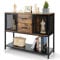 LIFEZEAL Sideboard im Industriestil, Küchenschrank mit 2 Schubladen und Metallnetzschränken, Buffets Konsolentisch 100x35x85cm, Schrank für Esszimmer, Küche, Flur, Wohnzimmer, Vintage Braun