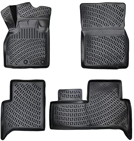 Rizline Passgenau 3D Fussmatten Auto Kompatibel mit Renault Scenic 2 Gen 2003-2009 Auto Zubehör 1. und 2. Reihe Gummimatten Autos TPE Allwetter Geruchlos rutschfest Vorne & Hinten Schwarz