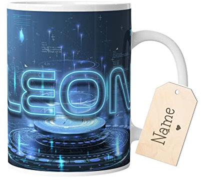 timalo® Coole Gaming Tasse personalisiert mit Namen | Kaffeetasse Geschenk für Gamer Becher | Futuristisch 3D Neon Schrift | mug-gamer-49