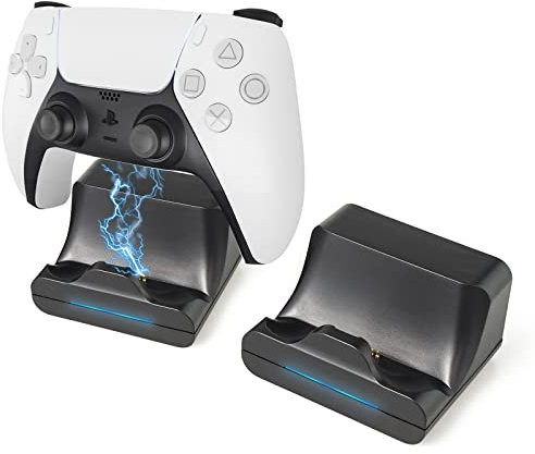 sciuU [2 Stück] Ladestation kompatibel mit PS5 DualSense Controller, Wandhalterung Ladestation und Ladekabel 1 m USB Type-C Kabel, Ladekabel Halterung mit LED-Indikator für PlayStation 5 Gamepad