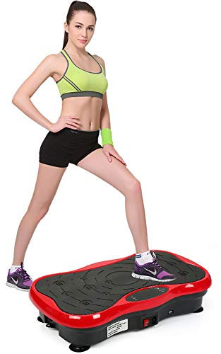 Drumm Plateforme Vibrante,pour Le Shaper de Corps Amincissant l'équipement de Forme Physique Oscillante Basic Fitness,200W,Haut-Parleur Bluetooth,télécommande(53*32.5*12 cm) (Noir Rouge)
