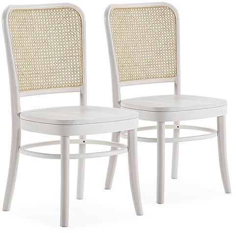 HOMN LIVING Vesta Stühle, Weiß, Massivholz, 45 cm (Breite) 51 cm (Tiefe), 88 cm, 2 Stück