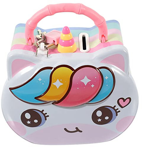 Unicorn Coin Bank unicorn piggy bank kids coin bank unbreakable money bank metal money bank money jar with lock piggy bank for girls kids piggy bank girls iron child key