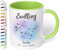 Sternzeichen Tasse mit Namen, Datum und 12 Sternenbilder personalisiert – 330ml Keramik Kaffeebecher mit Spruch, kleine Geschenke für Kollegen Frauen Männer Geburtstag (Hellgrün)