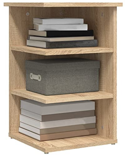 Homvdxl Eck-Buffetschrank mit 3 offenen Regalen, freistehender Eckschrank, Sideboard für Badezimmer, Küche, Wohnzimmer oder Schlafzimmer, 35 x 35 x 55 cm (Braun)
