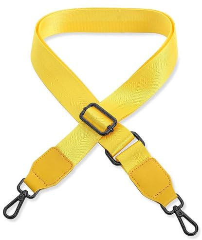 Schultergurt für Handtasche Laptoptasche - Gelb [Metallfarbe: Schwarz] - Länge verstellbar 89-142 cm - Breite 3,8 cm - Ersatz Gurt Band Schulterriemen Strap Umhängegurt für Laptoptasche
