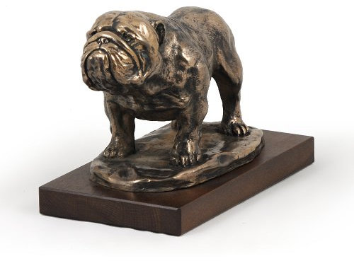 Art-Dog Dog Holzsockel Statue - Einzigartige Edition ArtDog Collection - Handgemachte Hundeskulptur für Hundeliebhaber - Handgemachte Skulptur Indoor- Hundefigur - Statue English Bulldog I