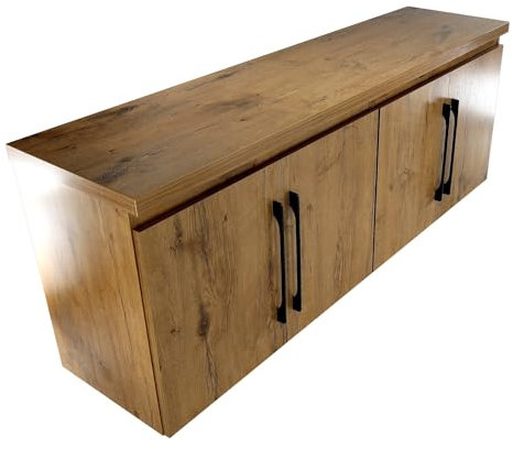 paplinskimoebel badezimmerwandschrank, doppelschrank 160 cm unter waschbecken, Langer badezimmerschrank in Eiche Lancelot, badezimmermöbel 160 x 38,8 x 56 cm
