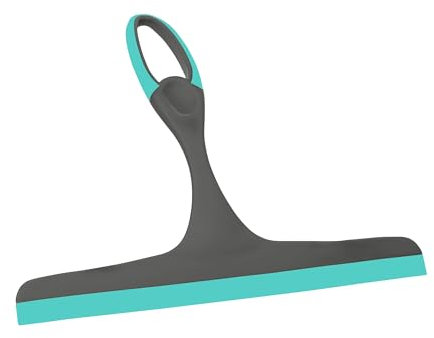 Squeegee Window Cleaner | Handheld Shower Squeegee Wiper | 22.5cm Bathroom Squeegee for Shower, Mirrors & Tiles | Turquoise/Grey Window Scraper Cleaner for Car & Kitchen
