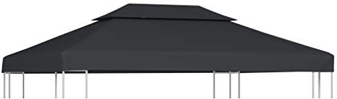 Hommdiy Pavillon Abdeckung 4x3 Meter Ersatzdach Partyzelt Plane Dach Gartenpavillon Partyzelt Wasserabweisendes Dach für Gazebo 4 x 3 m,Anthrazit