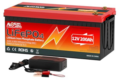 12V Lifepo4 Battery, 200AH Series/Parallel Lithium Batteries, Upgraded BMS, Lightweight Small Size Perfect for RV, Marine, Trolling Motor, Solar, Van Life, Back Up Power & Off Grid Appliances