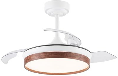 wonderlamp - Ventilador pequeño ø 92cm LED aspas plegables Tamero Mini Cerezo 46W con Modo luz de noche y CCT 3000-4000-6000K