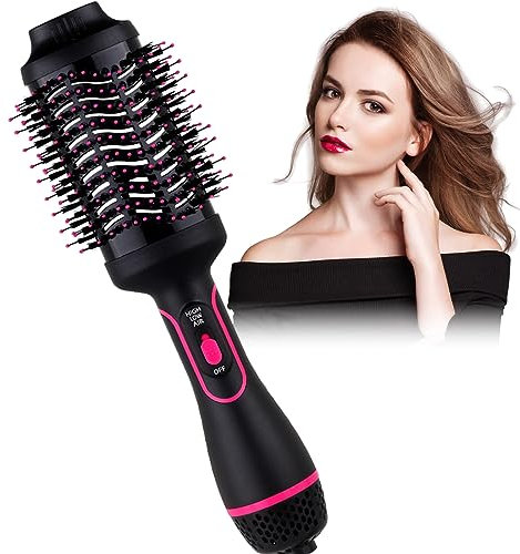 Oskuglin Warmluftbürste, professionelle One-Step Föhnbürste Professionell Rundbürstenföhn Heißluftbürste, zum Trocknen, Glätten, Locken und Volumengeben für Alle Haartypen (Rosa)