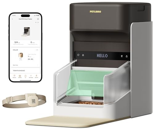 PETLIBRO Distributeur Automatique RFID pour chat, Wi-Fi 5G Distributeur Automatique de Nourriture pour Animaux de Compagnie - Contrôle avec étiquette de Collier Léger - Avec application - 1 à 10 repas