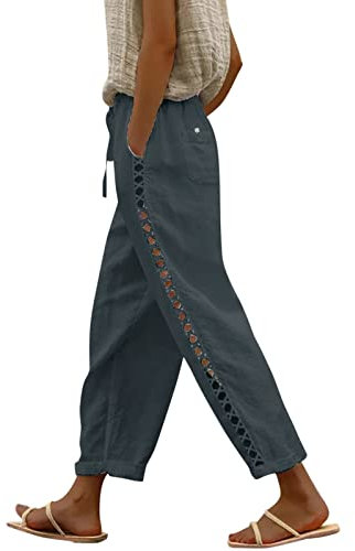 WILLBEST Freizeithose Damen Sporthose Damen Hosen Elegant Stretch Jeans high Waist Baggy extra lang Yogahose Baumwolle Altrosa Latzhose Lang Sommerhose leicht