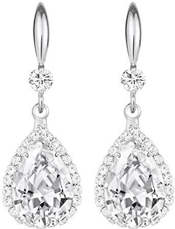 Linawe Silber Ohrringe Set, Hängende Tropfen Ohrringe mit Kristallen und Diamanten für Damen - Hochzeit