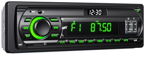 RDS Car Radio Stereo Bluetooth Handsfree,Chismos FM/AM 1DIN Car Radio Car Stereo With 2 USB/AUX/SD/7 Colors Light/Remote Control,Support Andriod and iOS (Multi-coloured)
